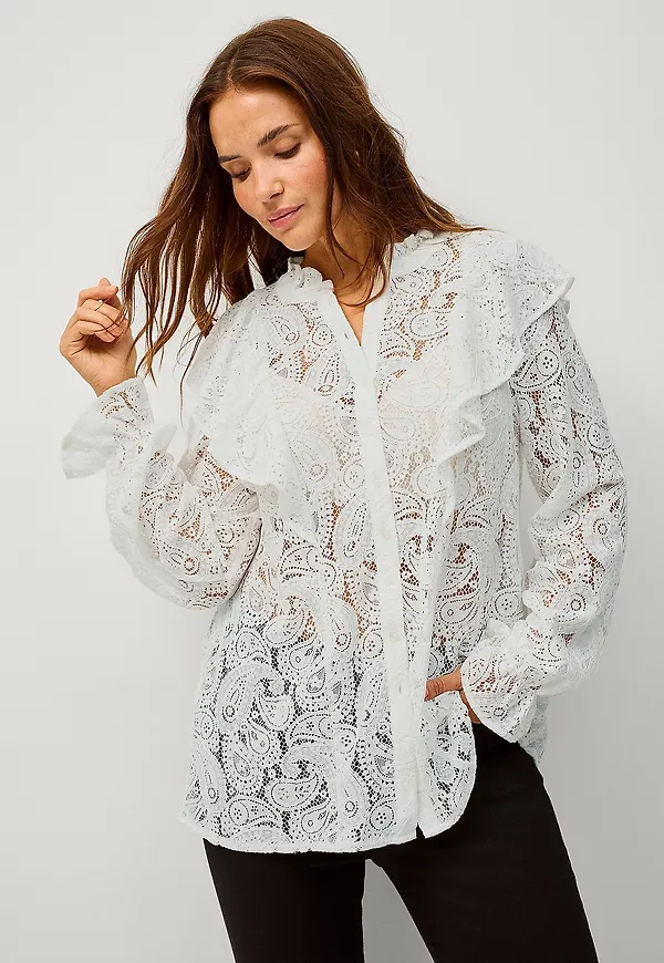 Zizzi - Blus mLira L/S Shirt - Vit
