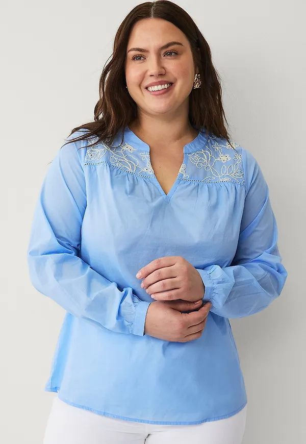Zizzi - Blus mOfelia L/S Blouse - Blå