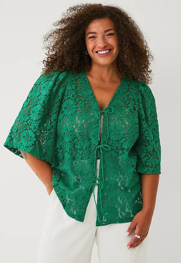 Zizzi - Blus mWelda 3/4 Blouse - Grön