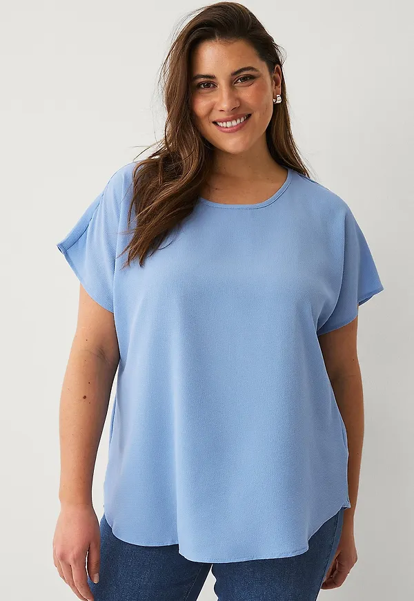 Zizzi - Blus vAnni S/S Top - Blå