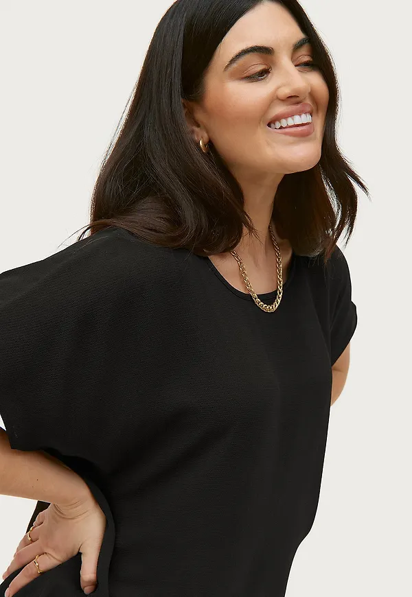Zizzi - Blus vAnni S/S Top - Svart