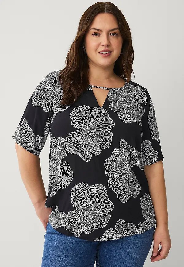 Zizzi - Blus vBella S/S Blouse - Svart