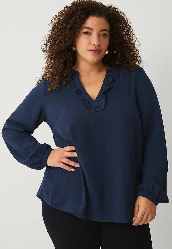 Zizzi - Blus vFilukka L/S Blouse - Blå
