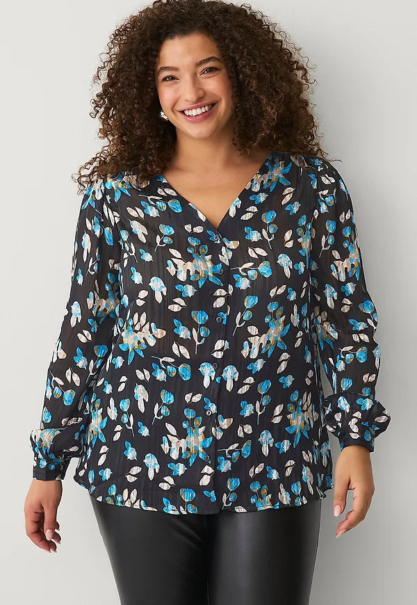 Zizzi - Blus vLucy L/S Shirt - Svart