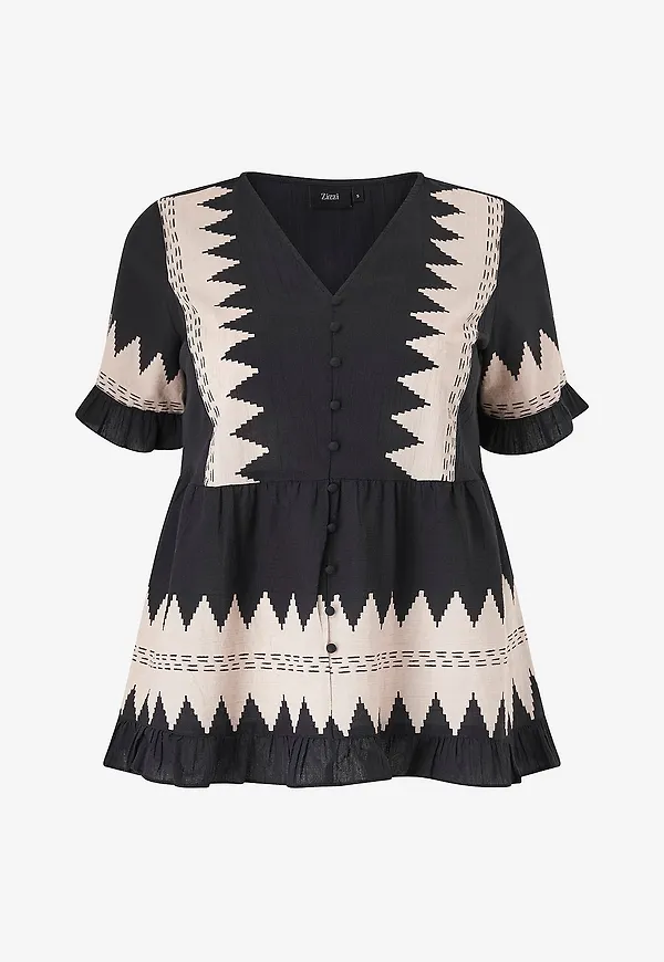 Zizzi - Blus vMaja S/S - Svart