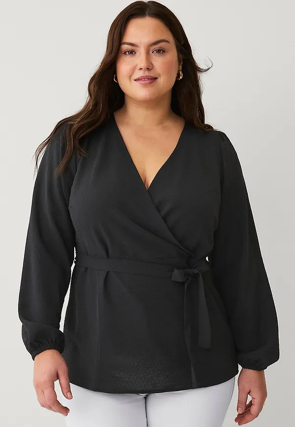Zizzi - Blus vRuth L/S Blouse - Svart