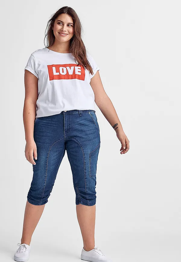 Zizzi - Caprijeans, slim fit - Blå