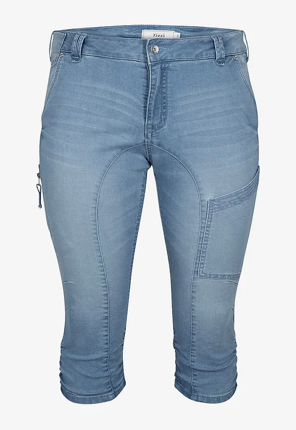 Zizzi - Caprijeans, slim fit - Blå