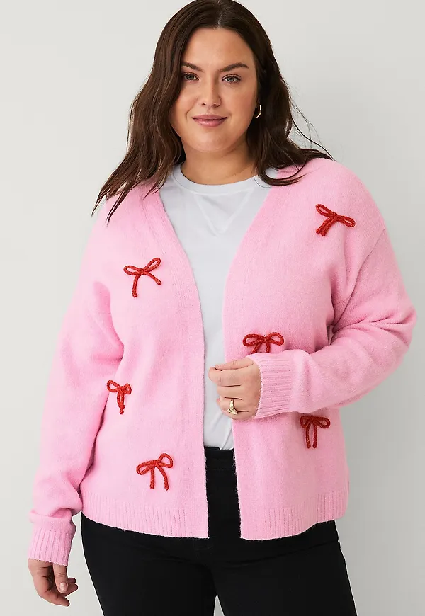 Zizzi - Cardigan caBow L/S Cardigan - Rosa
