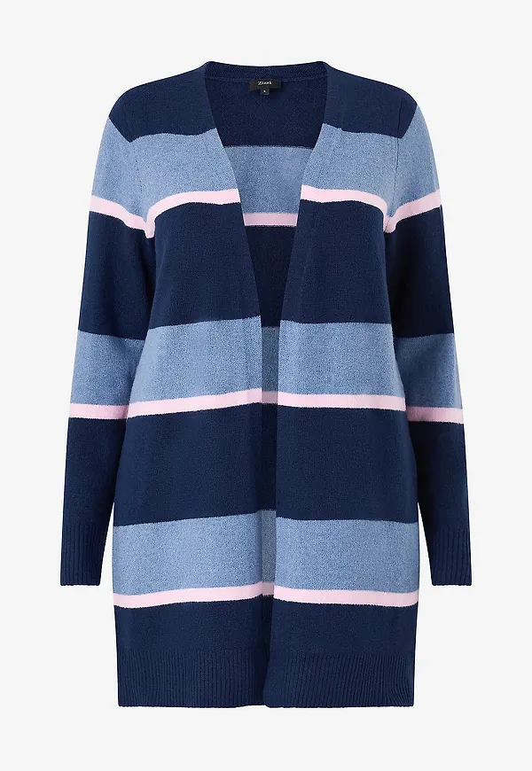 Zizzi - Cardigan caSunny Stripe L/S - Blå