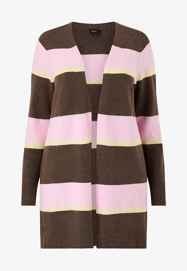 Zizzi - Cardigan caSunny Stripe L/S - Grön
