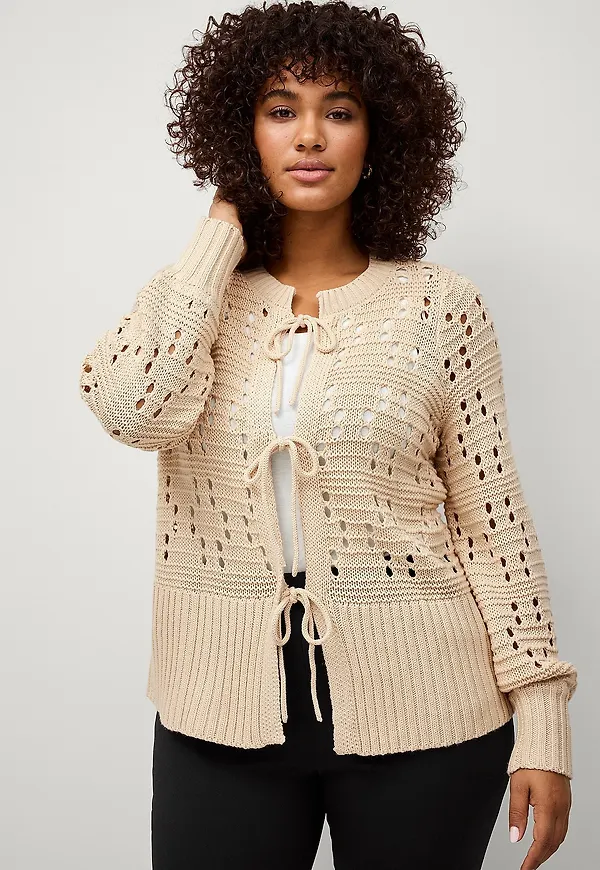 Zizzi - Cardigan mDaisy L/S - Beige