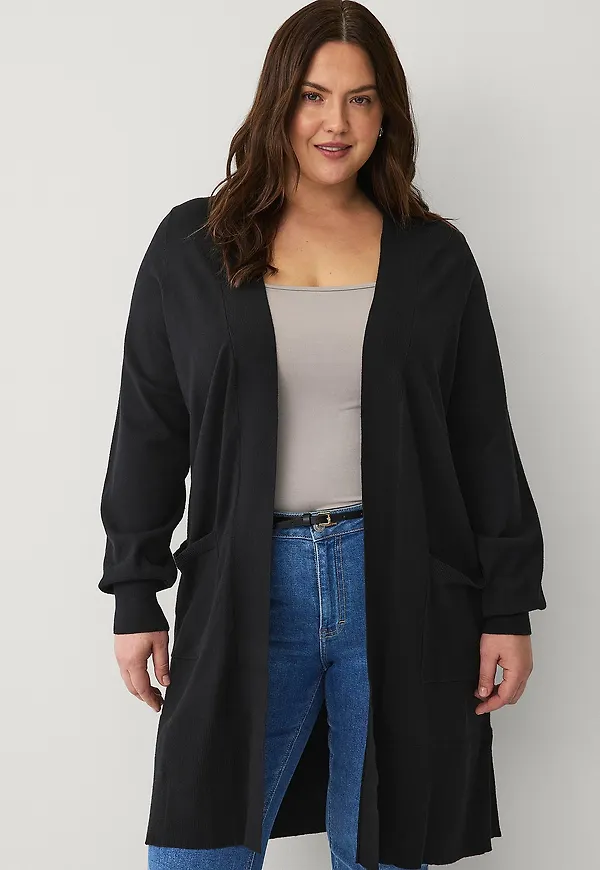 Zizzi - Cardigan mElla L/S - Svart