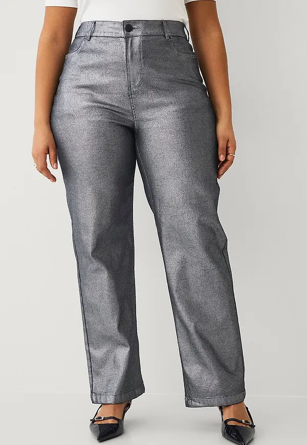 Zizzi - Jeans Jally, Straight, Silver - Silver