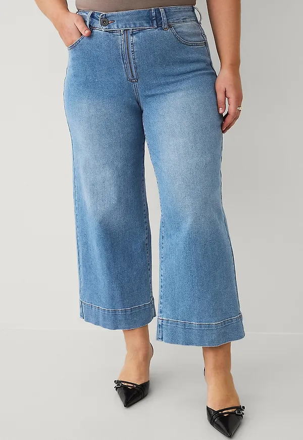 Zizzi - Jeans jChar Cropped Wide Jeans - Blå