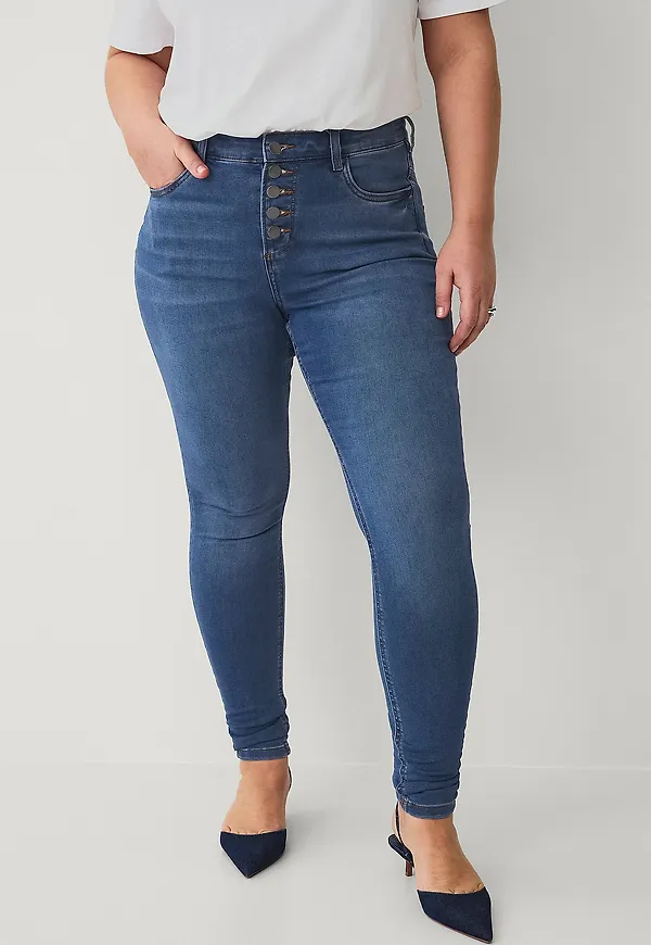 Zizzi - Jeans jLuna Button Amy Jeans - Blå