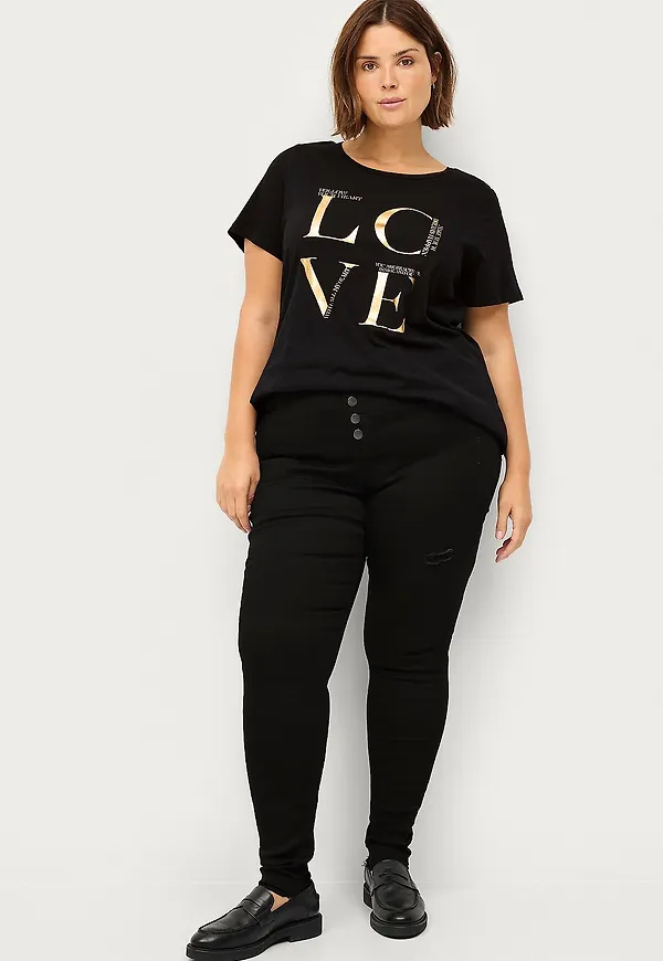 Zizzi - Jeans jLuna Button Amy Jeans - Svart