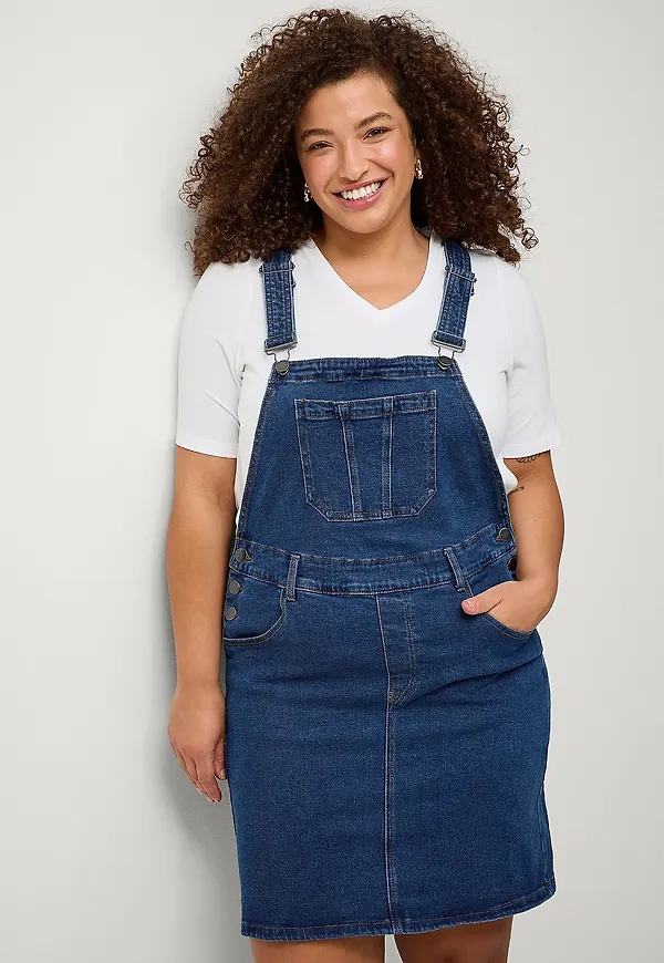 Zizzi - Jeansklänning jSilja Dungaree Abk Dress - Blå