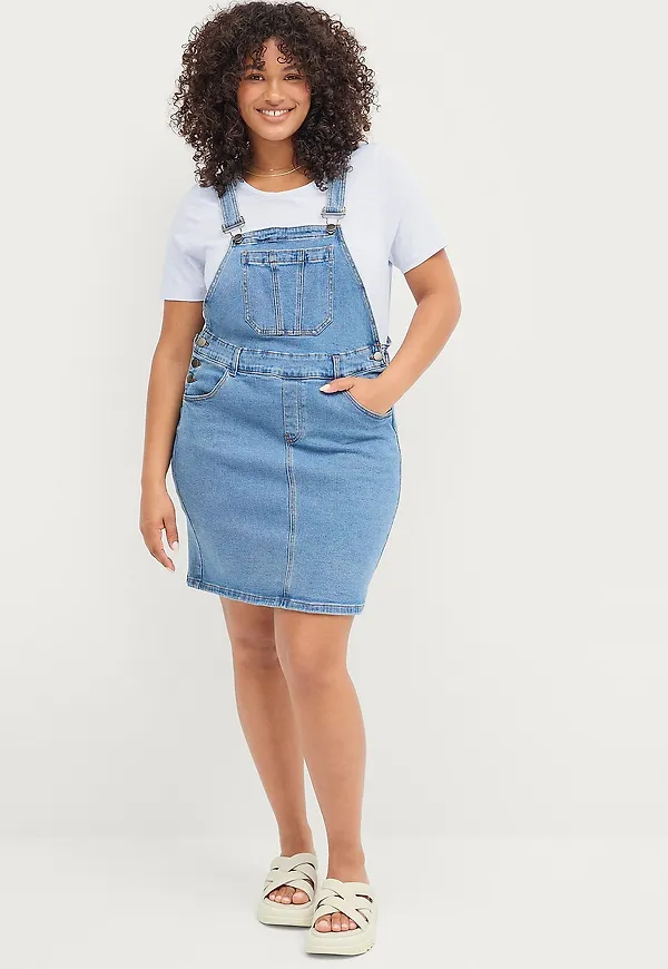 Zizzi - Jeansklänning jSilja Dungaree Abk Dress - Blå