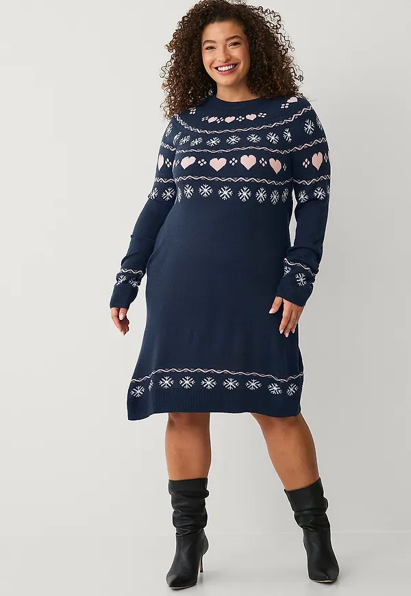 Zizzi - Julklänning mHoliday L/S Abk Dress - Blå