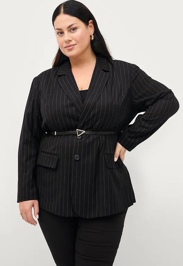 Zizzi - Kavaj mPin L/S Blazer - Svart