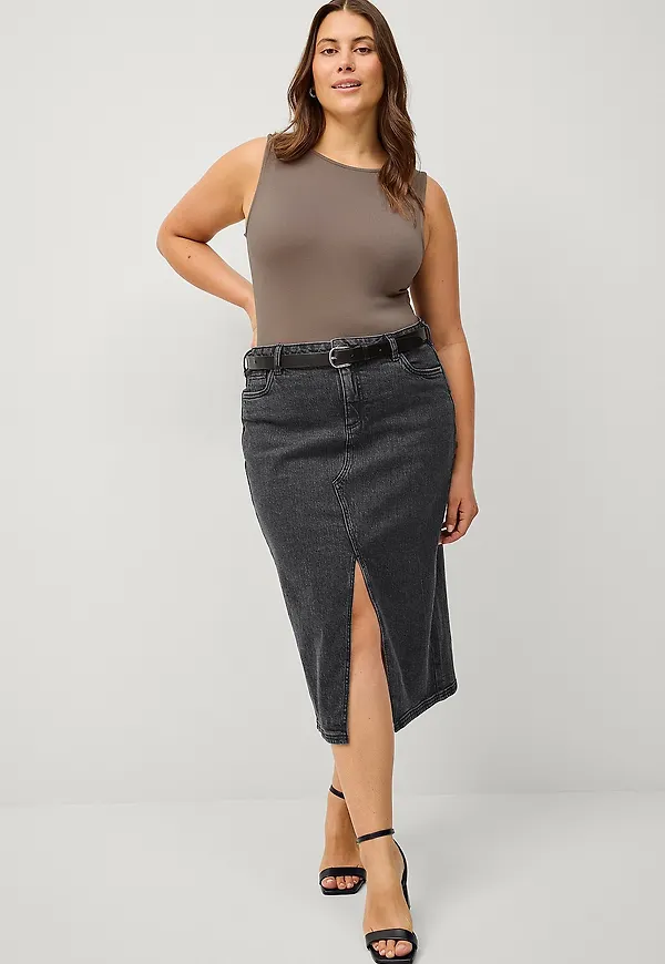 Zizzi - Kjol jLiva Midi Skirt - Grå