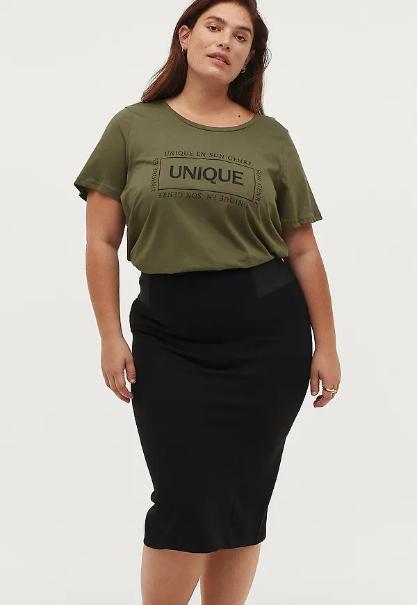 Zizzi - Kjol jWinola Elastic Blk Skirt - Svart