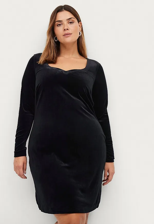Zizzi - Klänning mLivia L/S Abk Dress - Svart