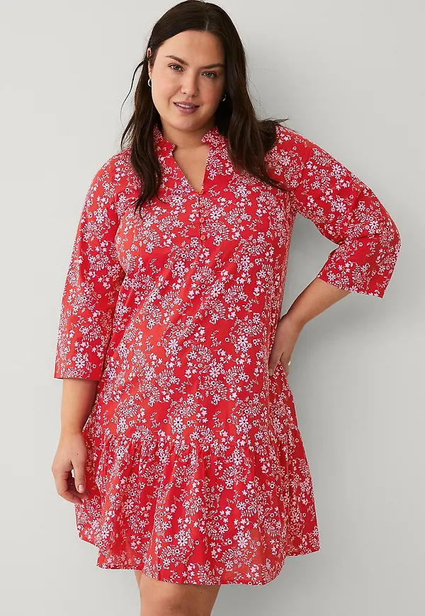 Zizzi - Klänning mRuby 3/4 Knee Dress - Röd