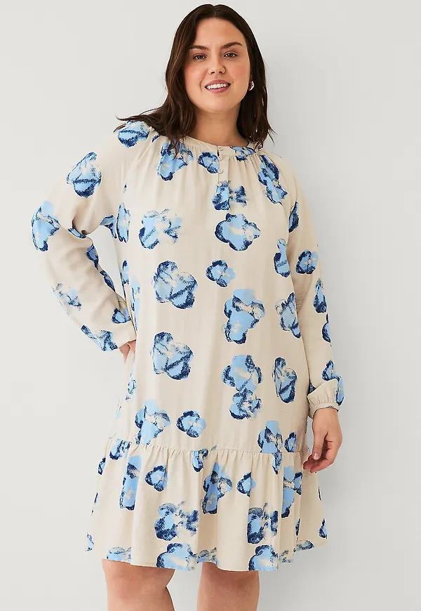 Zizzi - Klänning vAva L/S Knee Dress - Vit – Ellos