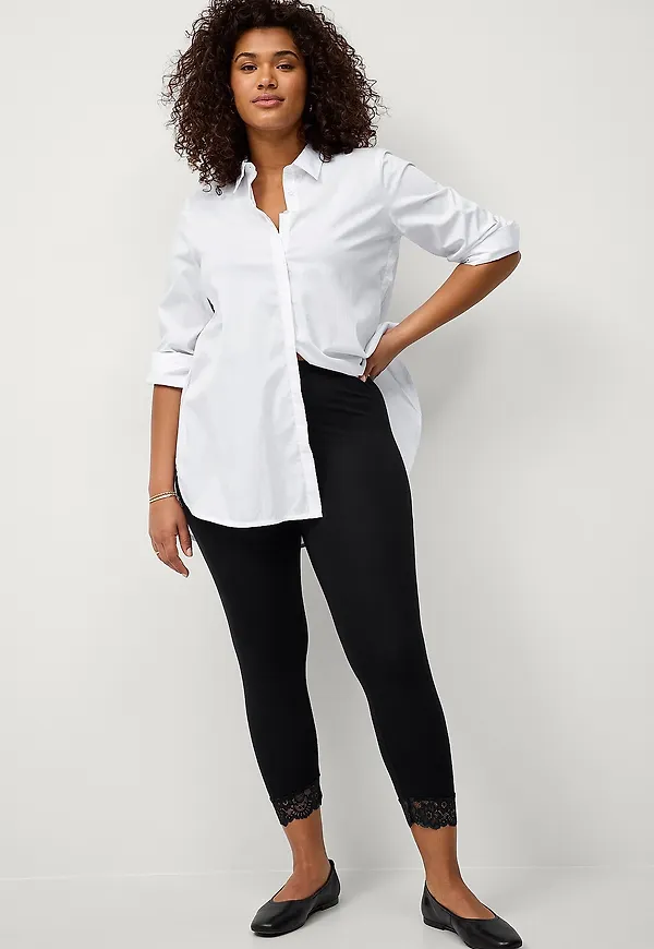 Zizzi - Leggings Leggings 3/4 Lace - Svart
