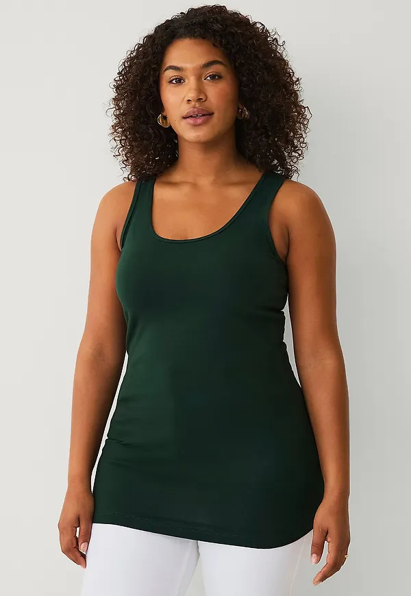Zizzi - Linne Cotton Basic Top - Grön