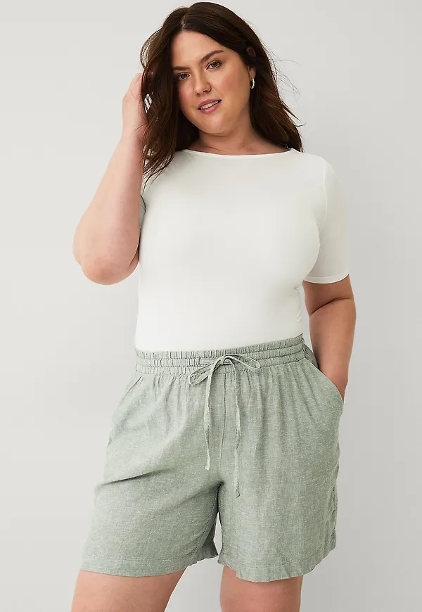 Zizzi - Linneshorts vLina - Grön