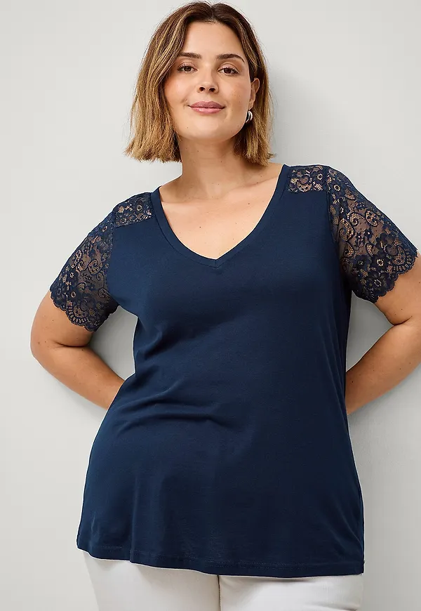 Zizzi - Topp mBrynn S/S Straight Tee - Blå