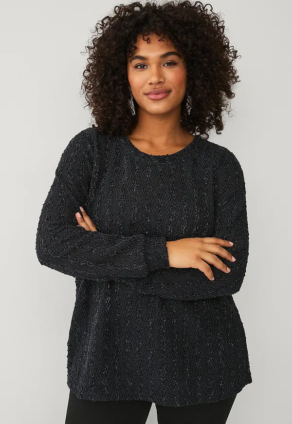 Zizzi - Topp mUnika L/S Blouse - Svart