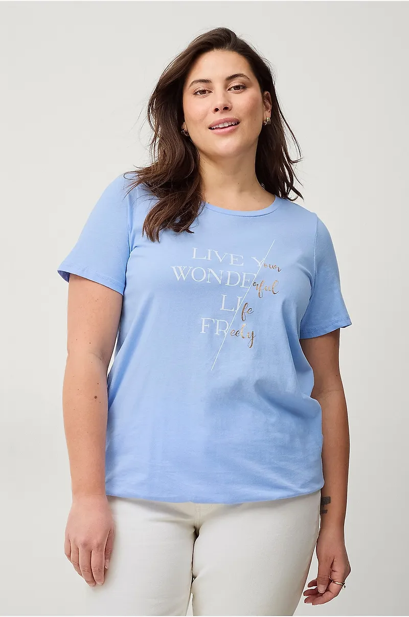 Zizzi - Topp vDonna S/S Balloon Tee - Blå