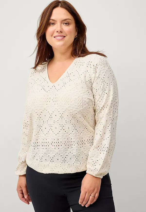 Zizzi - Topp vLisa L/S Blouse - Vit
