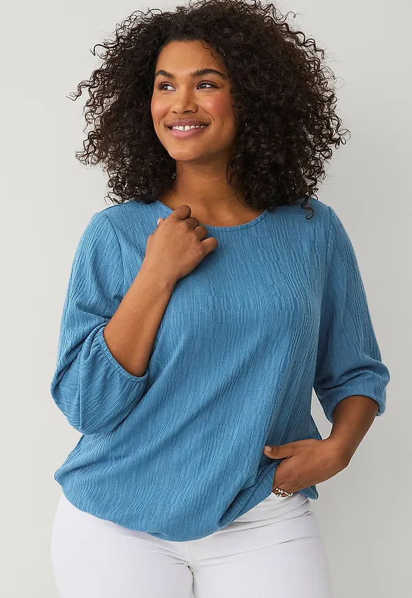 Zizzi - Topp vmMmari 3/4 Blouse - Blå