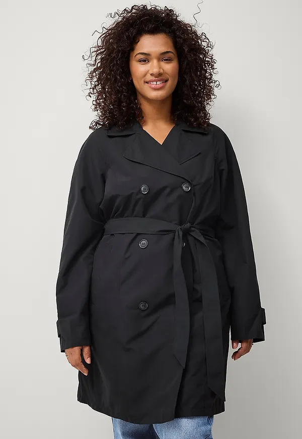 Zizzi - Trenchcoat mSaga L/S Coat - Svart