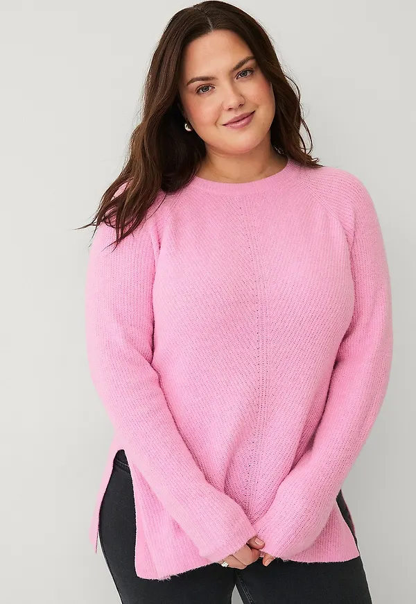 Zizzi - Tröja cAsunny L/S Pullover - Rosa