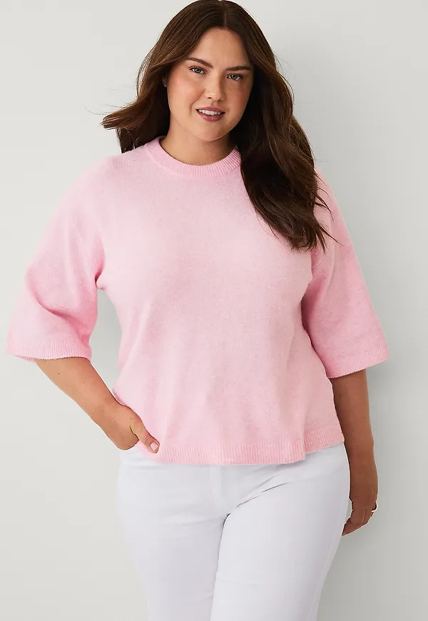 Zizzi - Tröja Cavista S/S Pullover - Rosa
