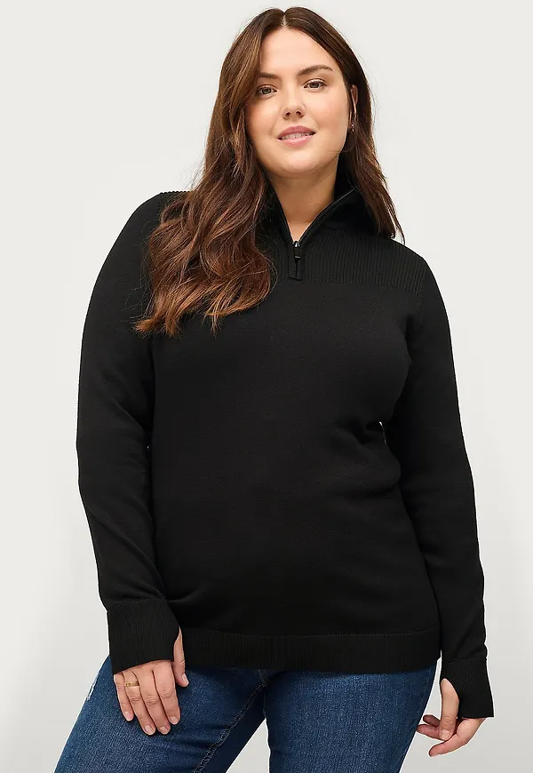 Zizzi - Tröja mAlpine L/S Pullover - Svart