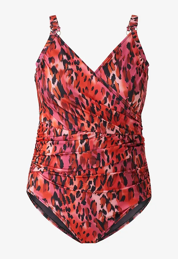 Zizzi - Baddräkt sMikka Wrap Swimsuit Aop - Röd