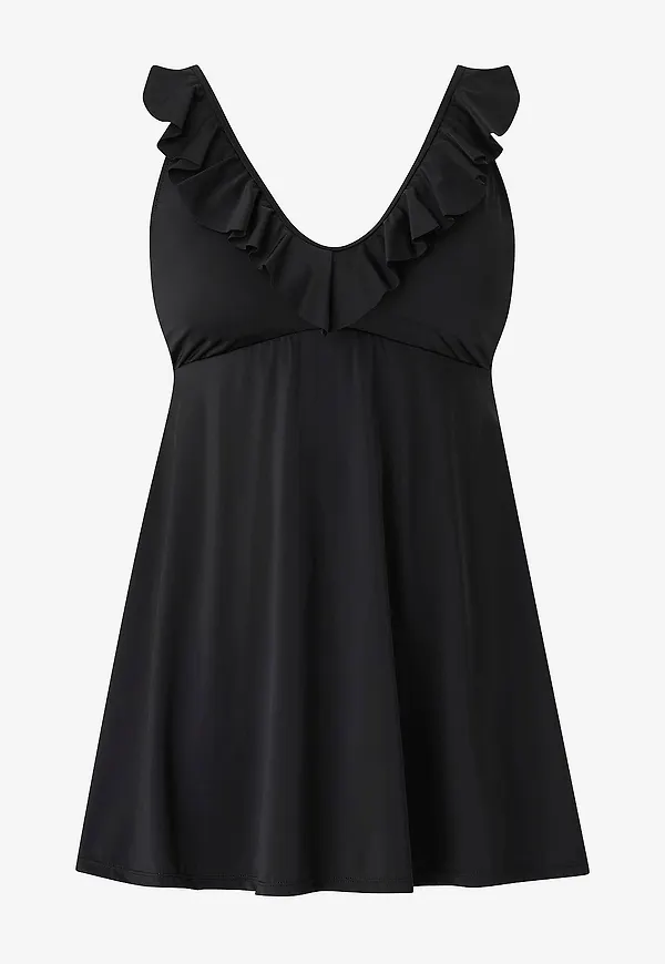 Zizzi - Badklänning Stima Frill Swim Dress - Svart