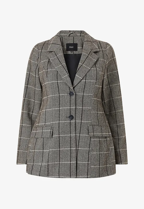 Zizzi - Blazer mKalis L/S Blazer - Grå