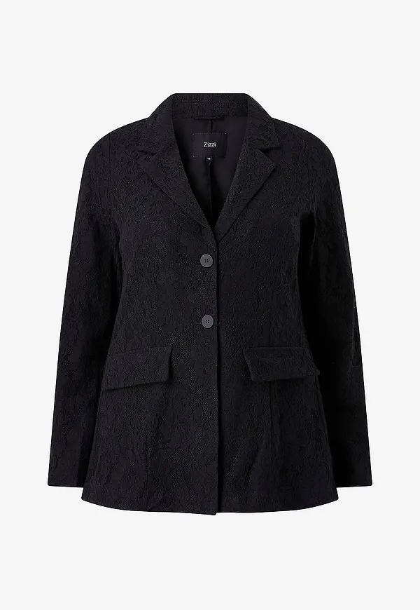 Zizzi - Blazer mKimmy Lace - Svart