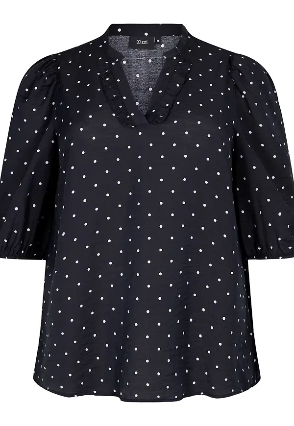 Zizzi Blus 'EHUIXI' svart / vit