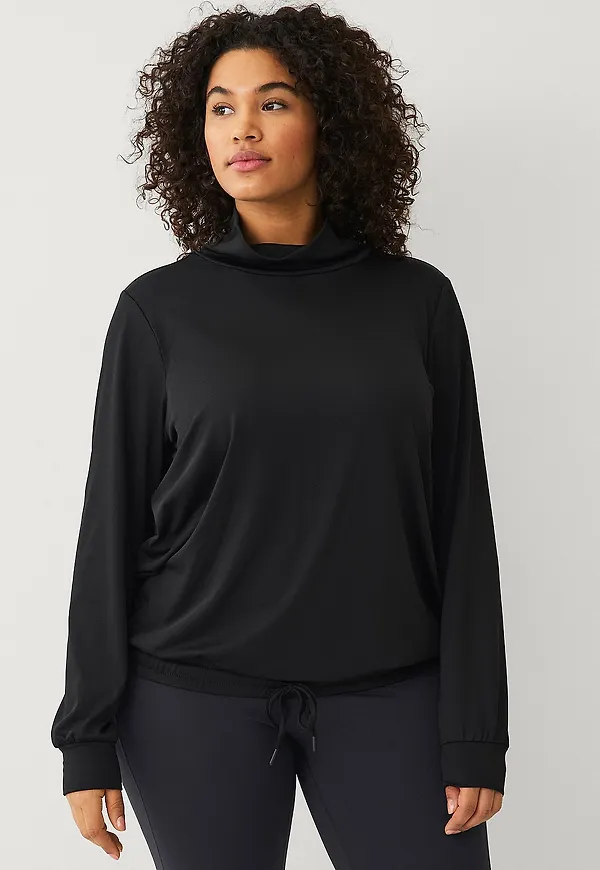 Zizzi - Blus aDubai, L/s, Blouse - Svart
