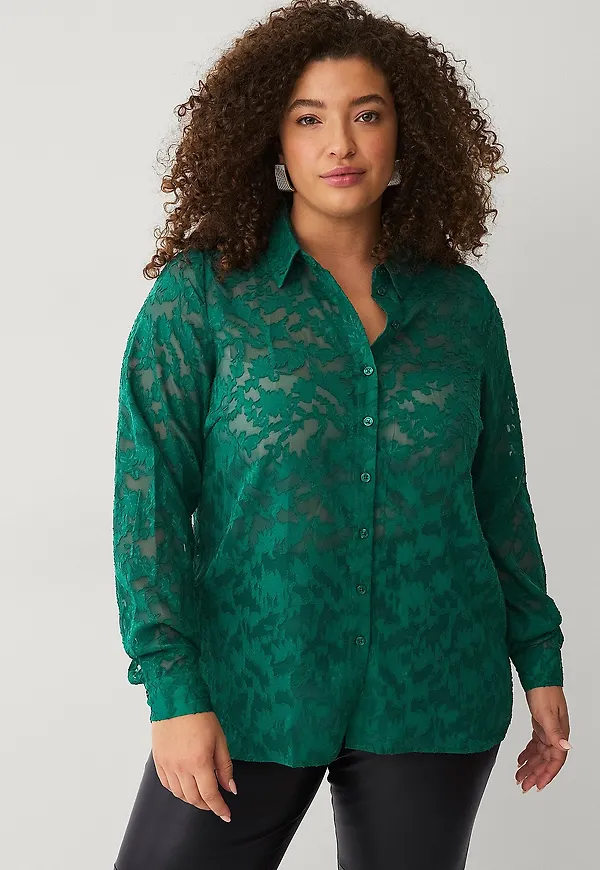 Zizzi - Blus cAdenita L/s Shirt - Grön