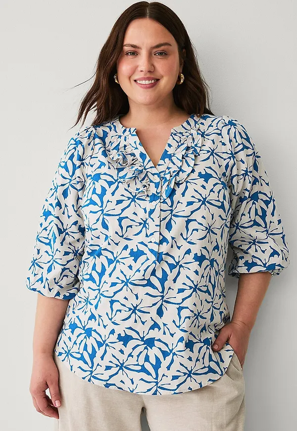 Zizzi - Blus caEllo 3/4 - Blå